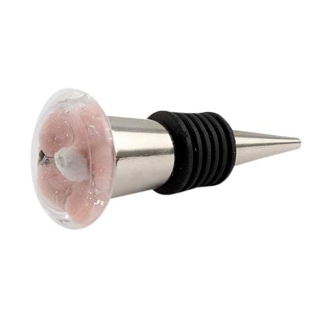 Pink White Flower Glass Wine Stopper